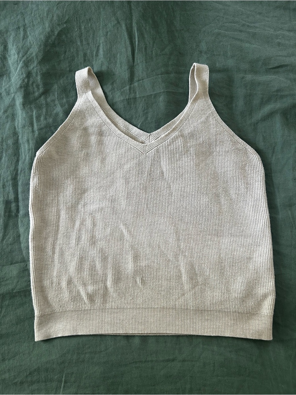 a new day Cream Ribbed V-Neck Tank Top